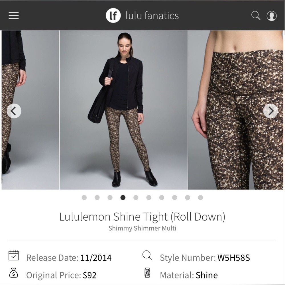 Lululemon Shine Tight (Roll Down) in Shimmy Shimmer Multi
